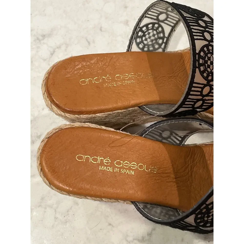 Andre‎ Assous Women’s Aja Decorated Double Strap Espadrille Wedge Sandals Sz 6.5
